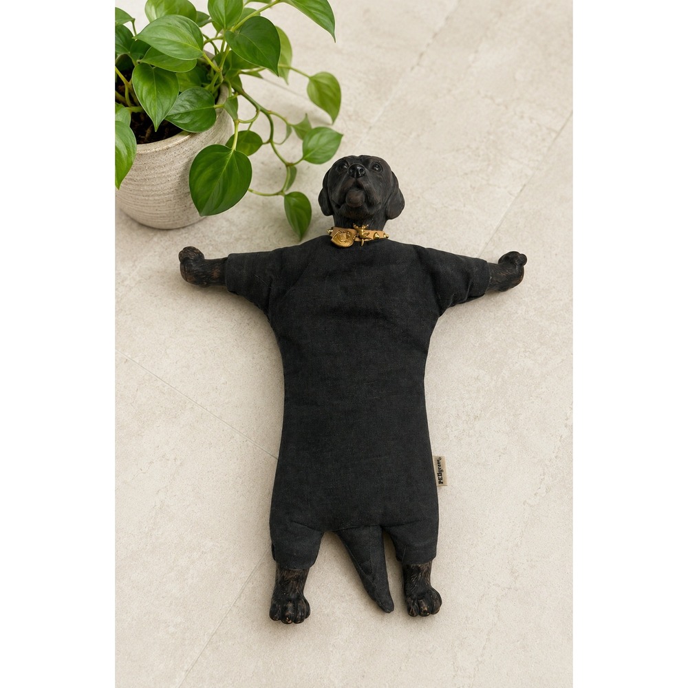 Vintage PEDgrees Handmade Black Labrador Dog Doorstop Draft Stopper Decor Cabin